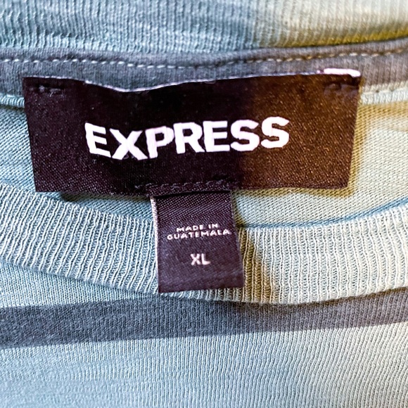 Mens Express green striped T-shirt - Picture 5 of 6